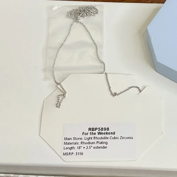 Bomb Party Necklace For The Weekend Light Rhodolite CZ Rhodium Plating - Picture 2 of 4